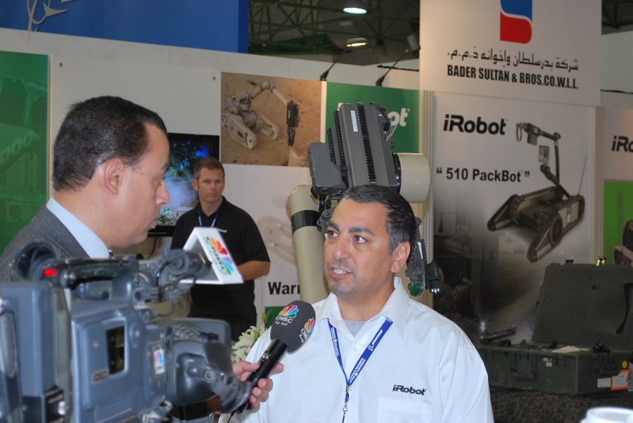 David Tashji being interviewd by broadcast media organizations in Kuwait City DEC 2011 at the Gulf Defense & Aerospace Show.